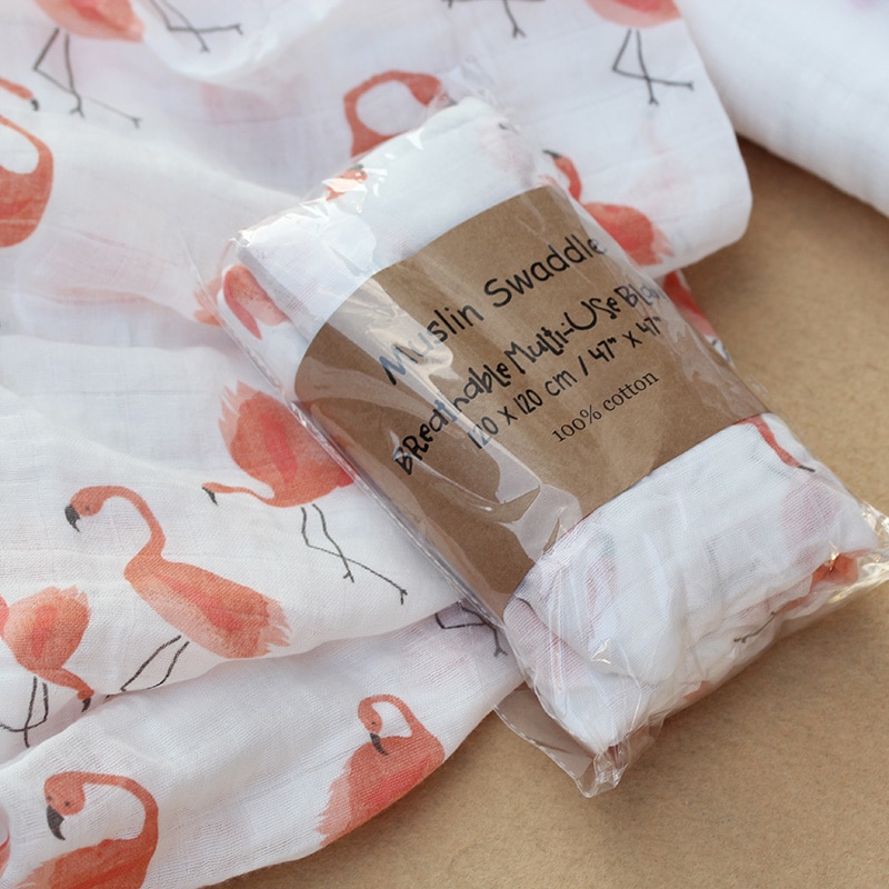 Rosa Cisne 100 algod n rosa Flamingo frutas muselina mantas de Beb Ropa de cama infantil 2