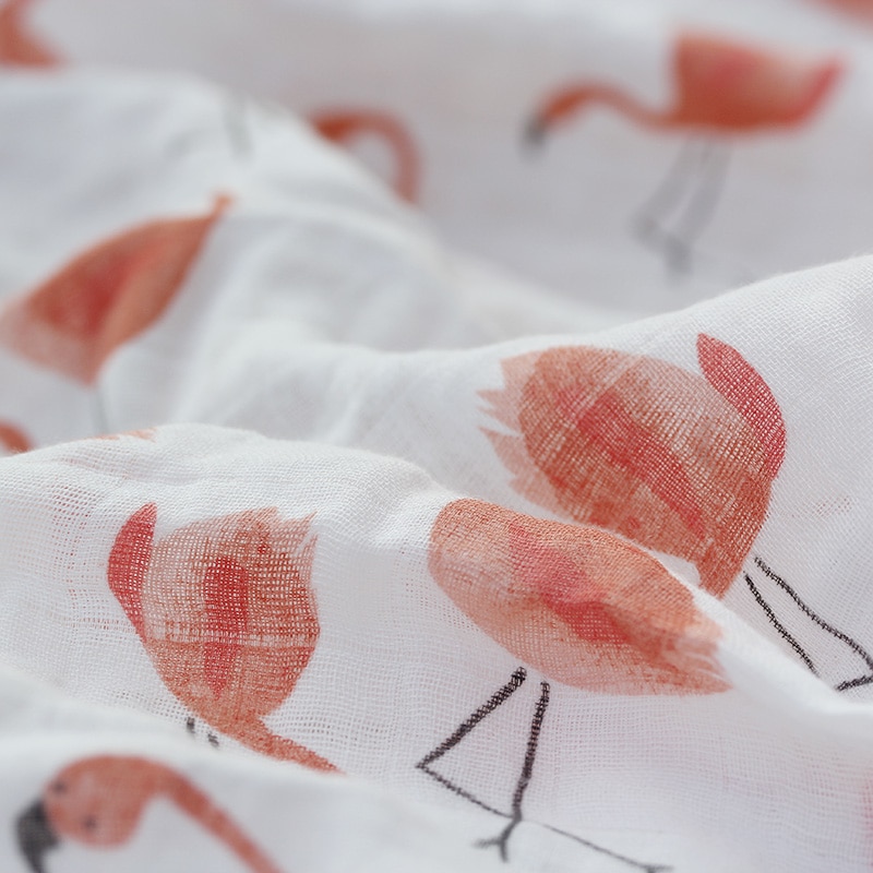 Rosa Cisne 100 algod n rosa Flamingo frutas muselina mantas de Beb Ropa de cama infantil 4