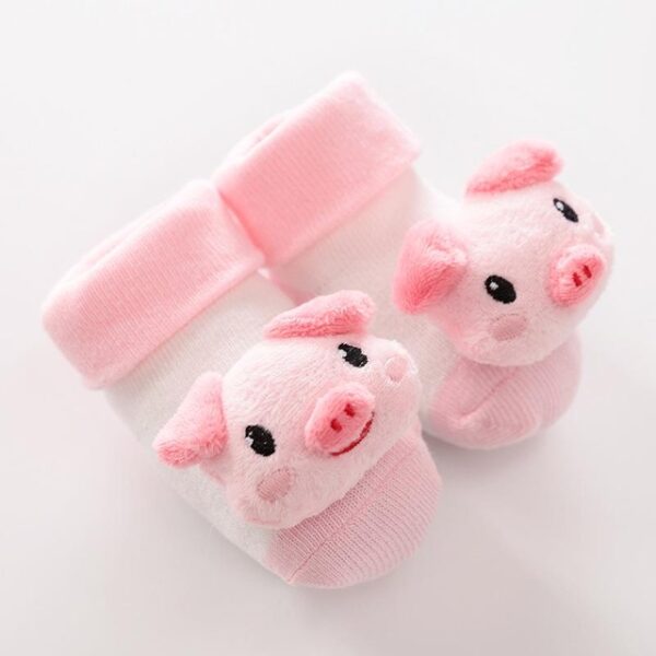 Calcetines bebe dibujos animados cerdito color rosa 6 o 12 meses