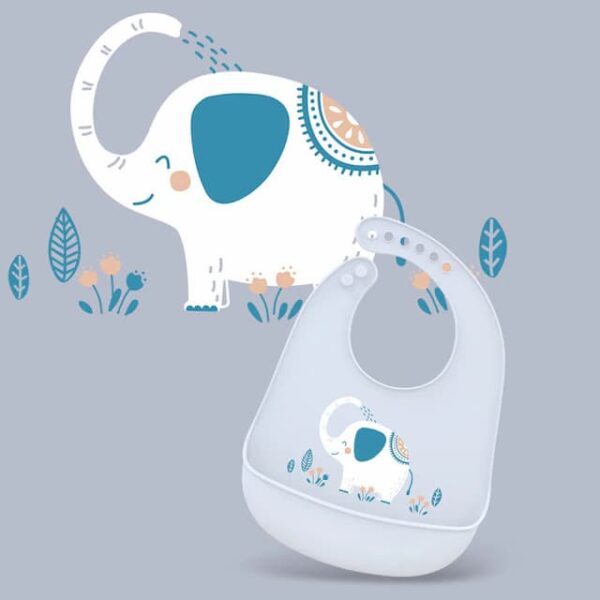 Babero de silicona ajustable color elefante gris