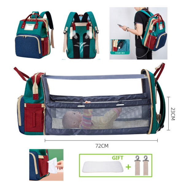 Mochila cuna de viaje plegable con almacenaje para pañales y accesorios