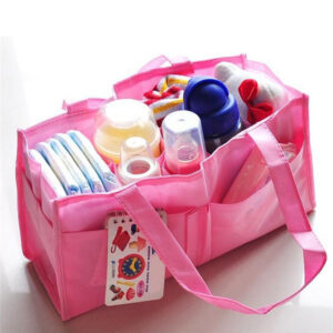 Bolsa portátil plegable con asas de algodón multifuncional para mamá (varios colores) - Imagen 4