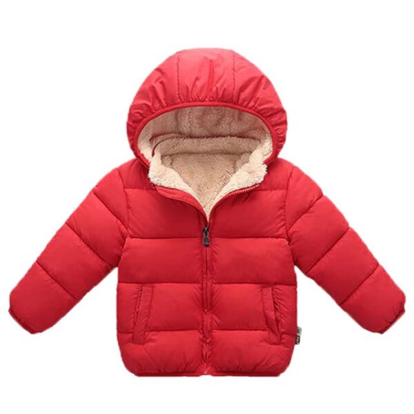 Chaqueta otoño bebe con capucha color rojo basic