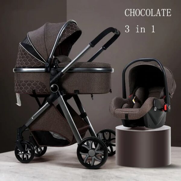 Cochecito bebe 3 en 1 de tipo alto color chocolate