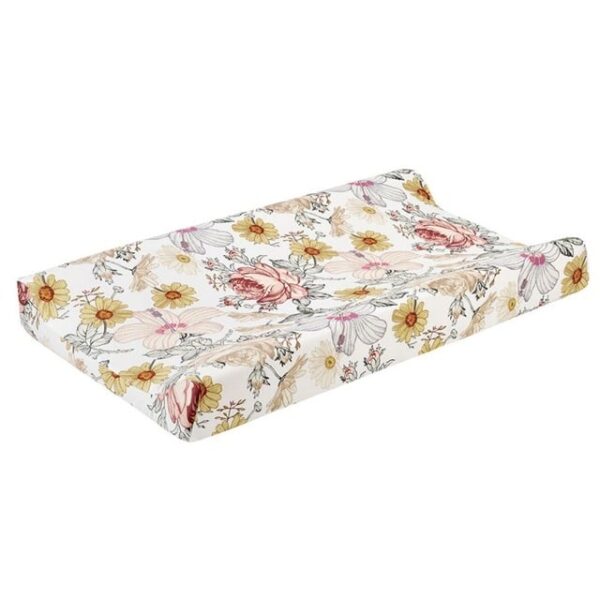 Funda cambiador bebe blanco flores primavera