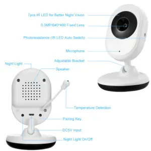 Vigilabebes BabyMonitor con pantalla TFT LCD de 2,4 GHz y cámara de visión nocturna por infrarrojos con modo conversación de dos vías - Imagen 4