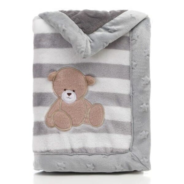 Manta polar envolvente para bebe color gris con osito