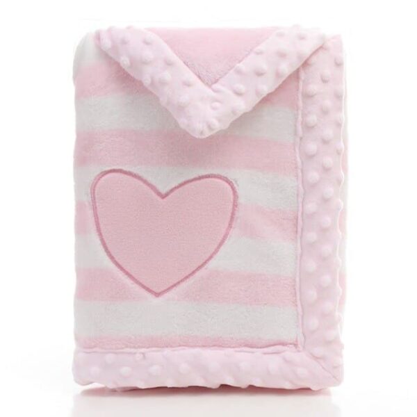 Manta polar envolvente para bebe color rosa con corazón