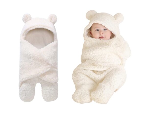 Arrullo de lana de coral en forma de oso para bebés recién nacidos para invierno (Varios colores disponibles)