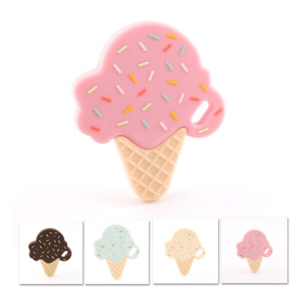 Mordedores de silicona en forma de cucurucho de helado para bebes (Varios Colores)