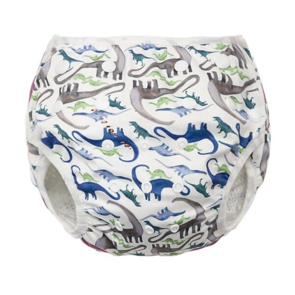 Pañal-Bañador pantalón reutilizable para bebe color blanco con animales