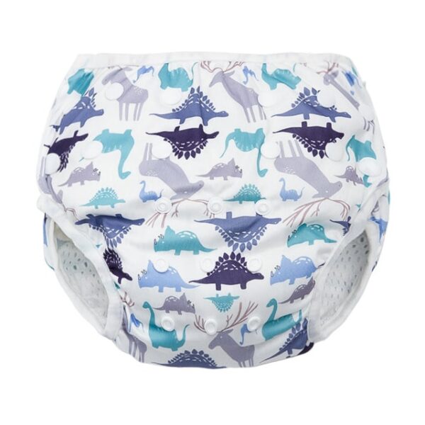Pañal-Bañador pantalón reutilizable para bebe color blanco con dinosaurios