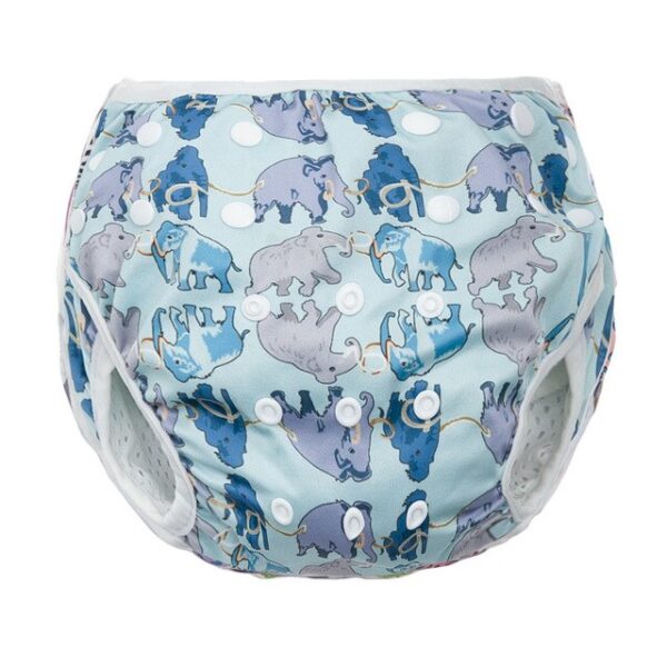 Pañal-Bañador pantalón para bebe color azul con elefantes
