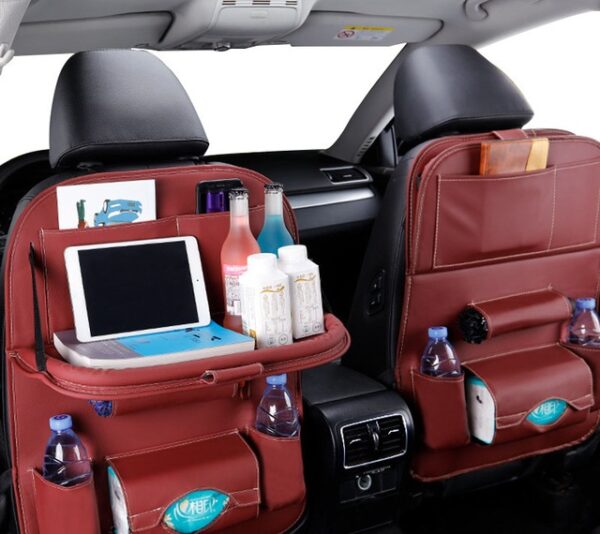 Organizador para el asiento del coche con bandeja color rojo