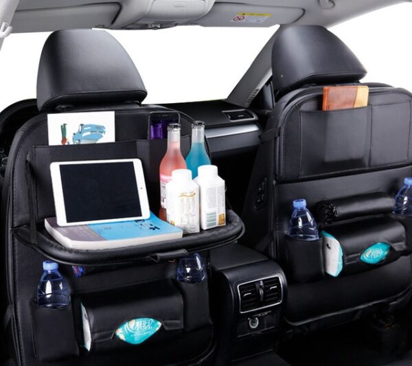Organizador para el asiento del coche con bandeja color negro