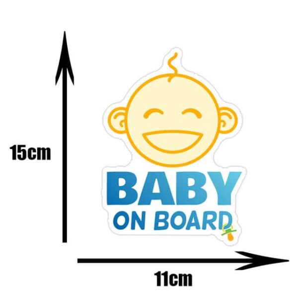 Pegatina cara bebe sonriente baby on board con chupete colgando