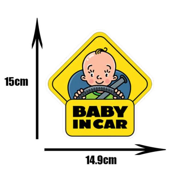Pegatina triangulo amarillo bebe a bordo con chupete conduciendo baby in car