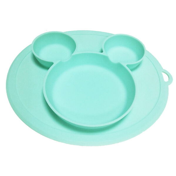 Plato de bebe de silicona color azul verdoso