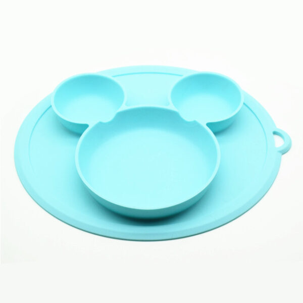 Plato de bebe de silicona color azul