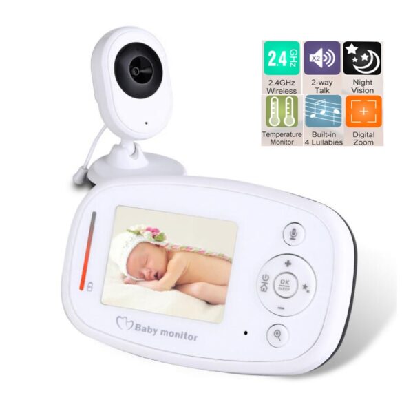 Vigilabebes BabyMonitor con pantalla TFT LCD de 2,4 GHz y cámara de visión nocturna por infrarrojos con modo conversación de dos vías