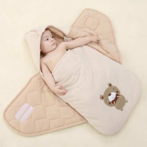 Arrullo saco de dormir de algodón de gran tamaño en forma de capullo-capullo-manta en color beige ideal para invierno para bebe recién nacido
