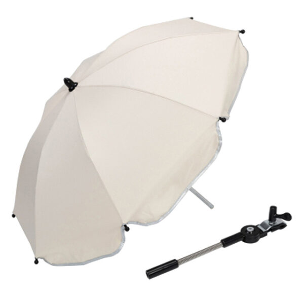 Sombrilla plegable cochecito bebe color blanco con protección de lluvia y soporte para carrito
