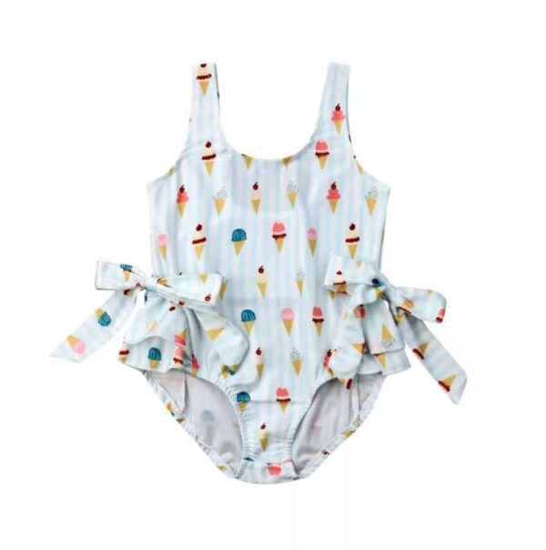 Bañador bebe niña color blanco con dibujos de helado